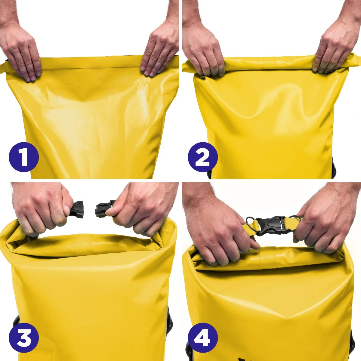 90L Waterproof Bag, Large Dry Bag Yellow/Blue/Khaki