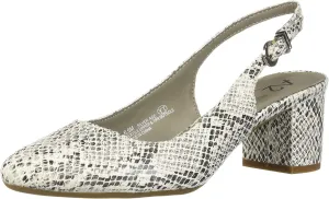 Aerosoles Women's Silver Age Pump Black White Snake Round Toe Sling Back Pumps