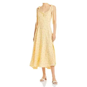 Bardot Women's Tie Shoulder Calf MIDI Dress, Yellow, S