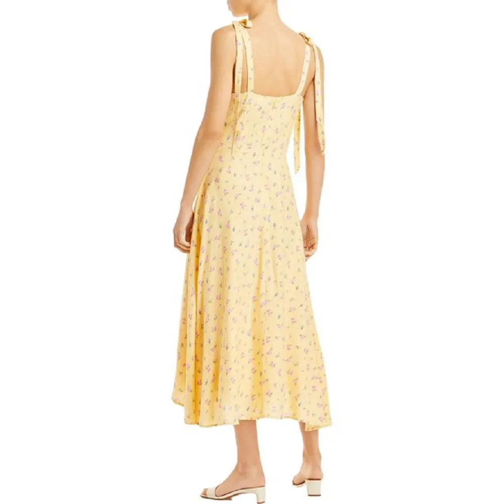 Bardot Women's Tie Shoulder Calf MIDI Dress, Yellow, S