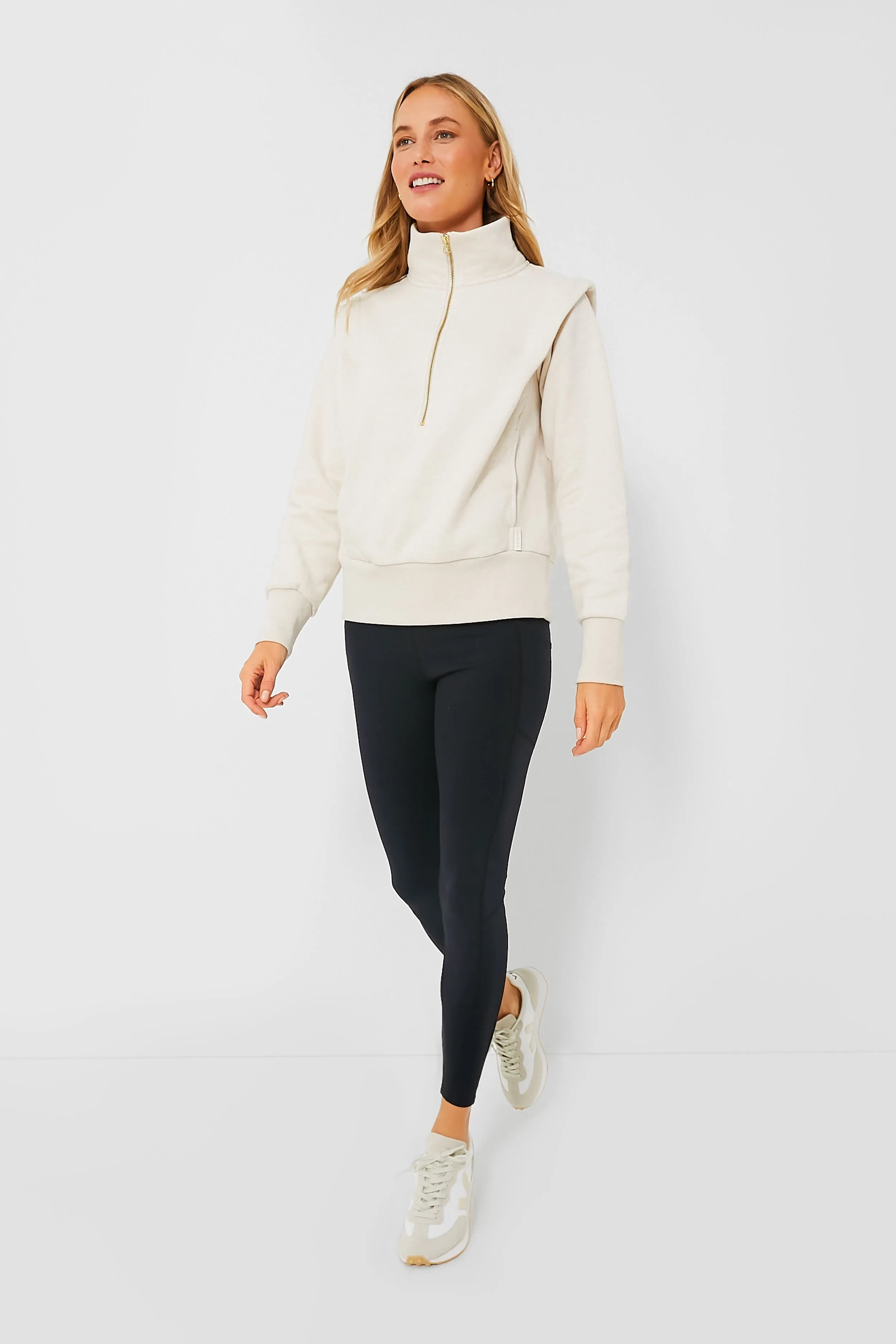 Birch Marl Darah Half Zip Sweat