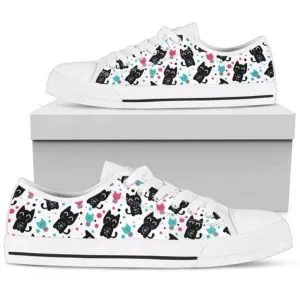 Cat Pattern Low Top Shoes - Stylish And Sustainable Footwear, Cat Canvas Shoes