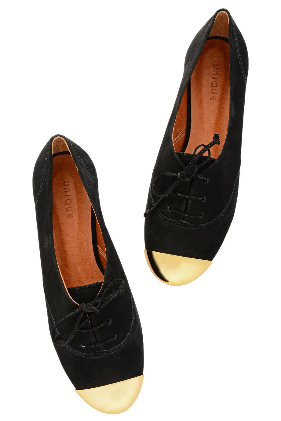 ESTER Black Lace Up Flats