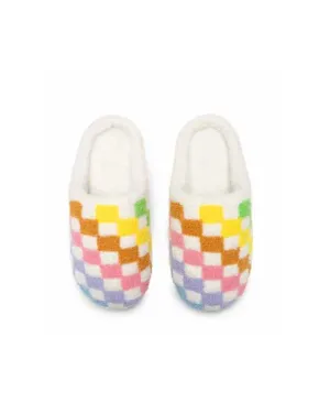 Kids Rainbow Check Slippers