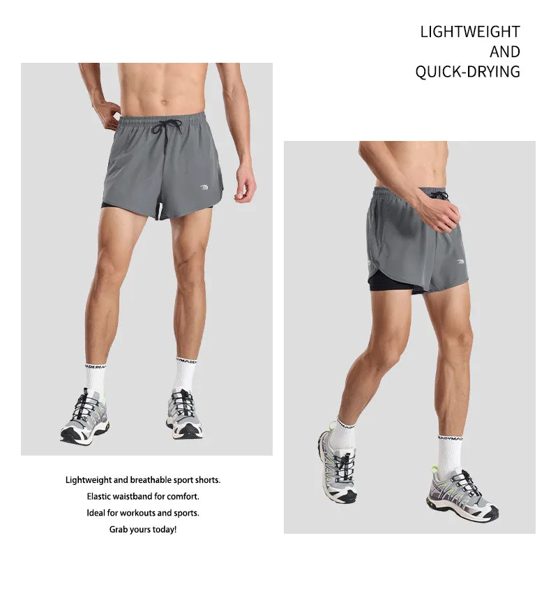 Men's Faux Two-piece Sports Shorts