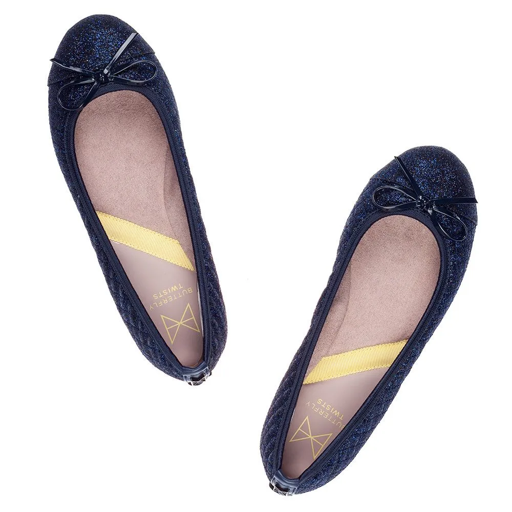 OLIVIA Ballet Flat Shoes - Glitter Navy