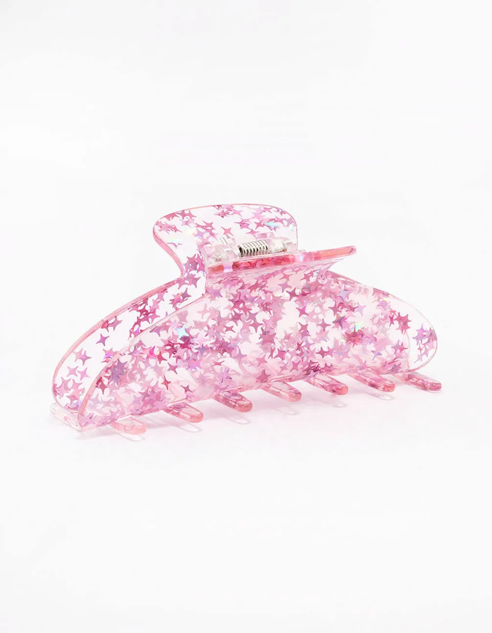 Pink Glitter Clear Hair Claw Clip