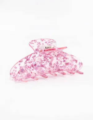 Pink Glitter Clear Hair Claw Clip