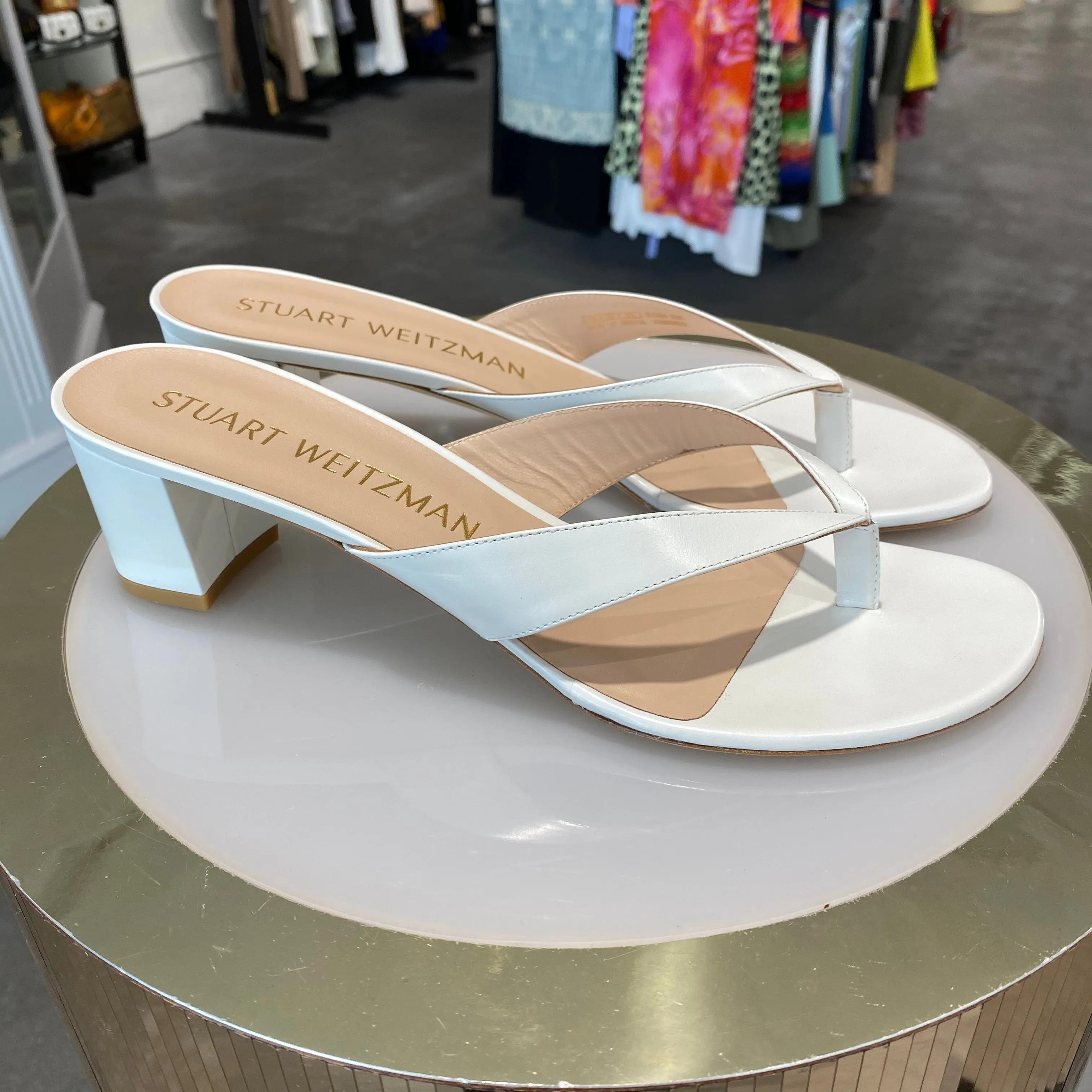 Sale! Stuart Weitzman White Thong Sandals