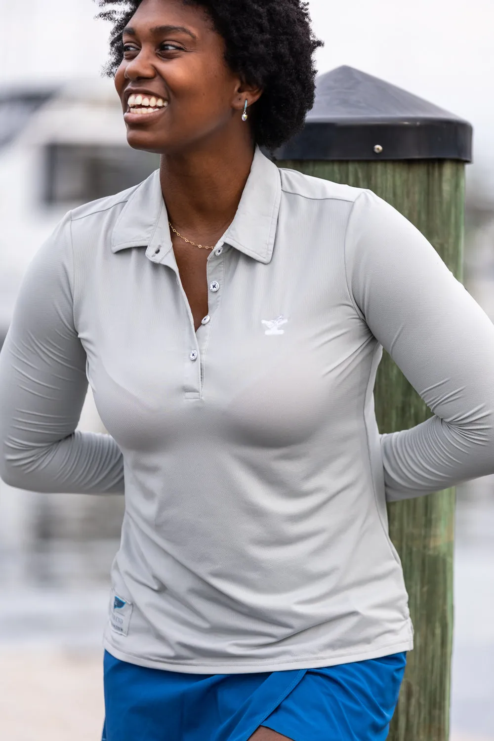 Women's Dritek Long Sleeve Polo I Highrise Gray